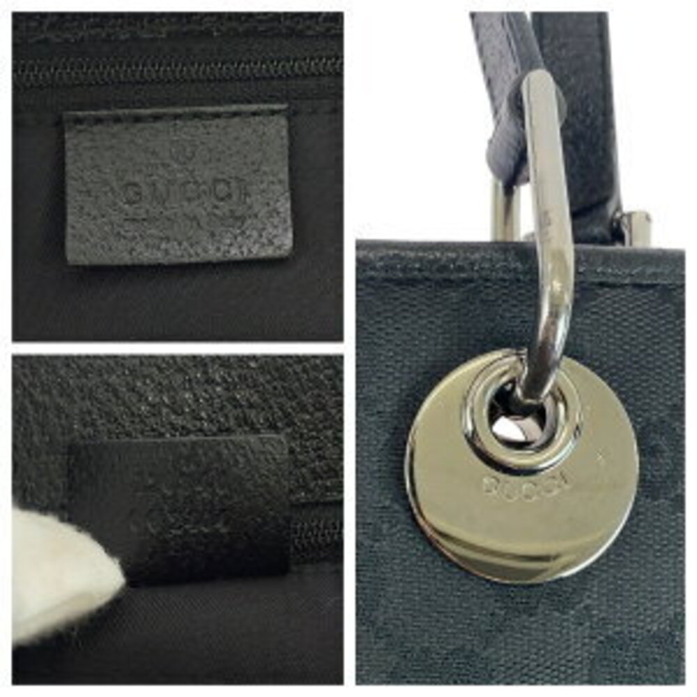 Gucci GG Canvas Bag Tote Black Shoulder Leather - Picture 4 of 10